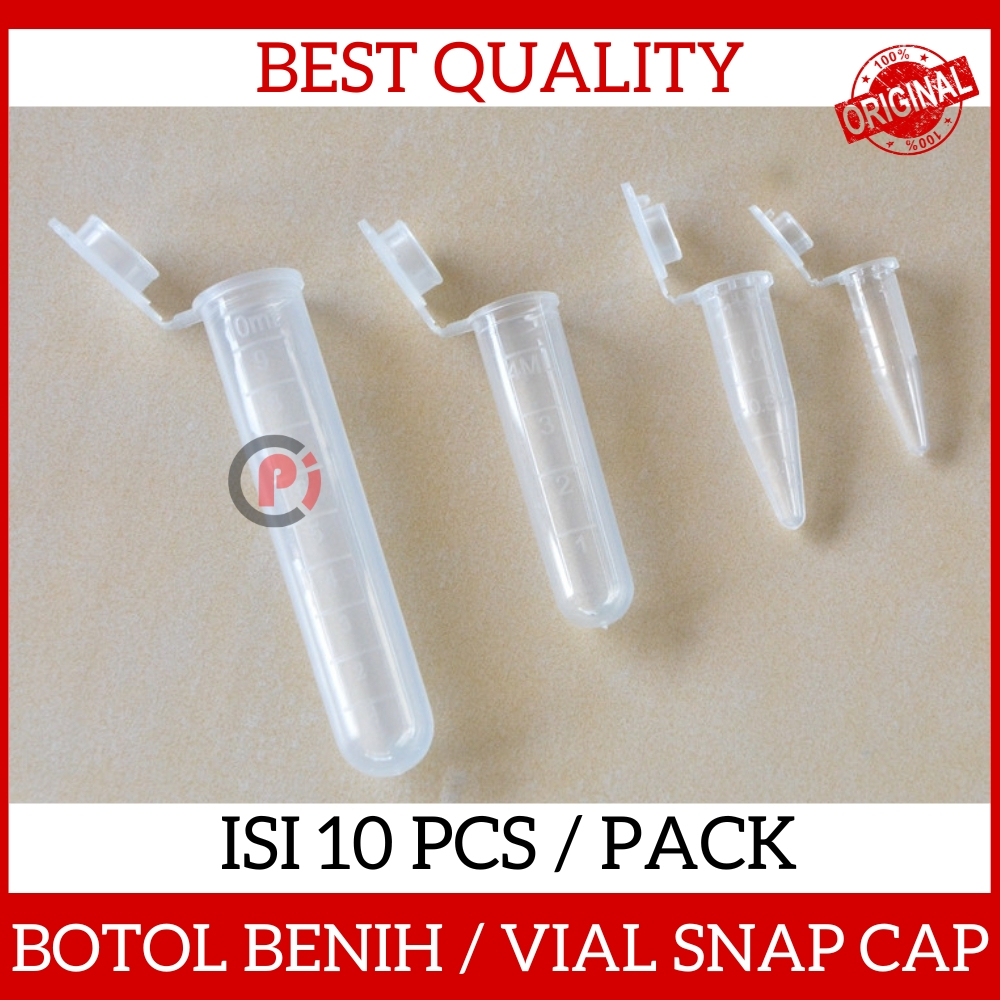 Isi 10 Pcs Lab Clear Micro Plastic Test Tube Isi 0.5mL 1.5mL 5mL 10mL Centrifuge Vial Snap Cap