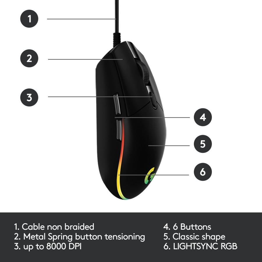 Logitech G203 LightSync Gaming Mouse - Garansi Resmi