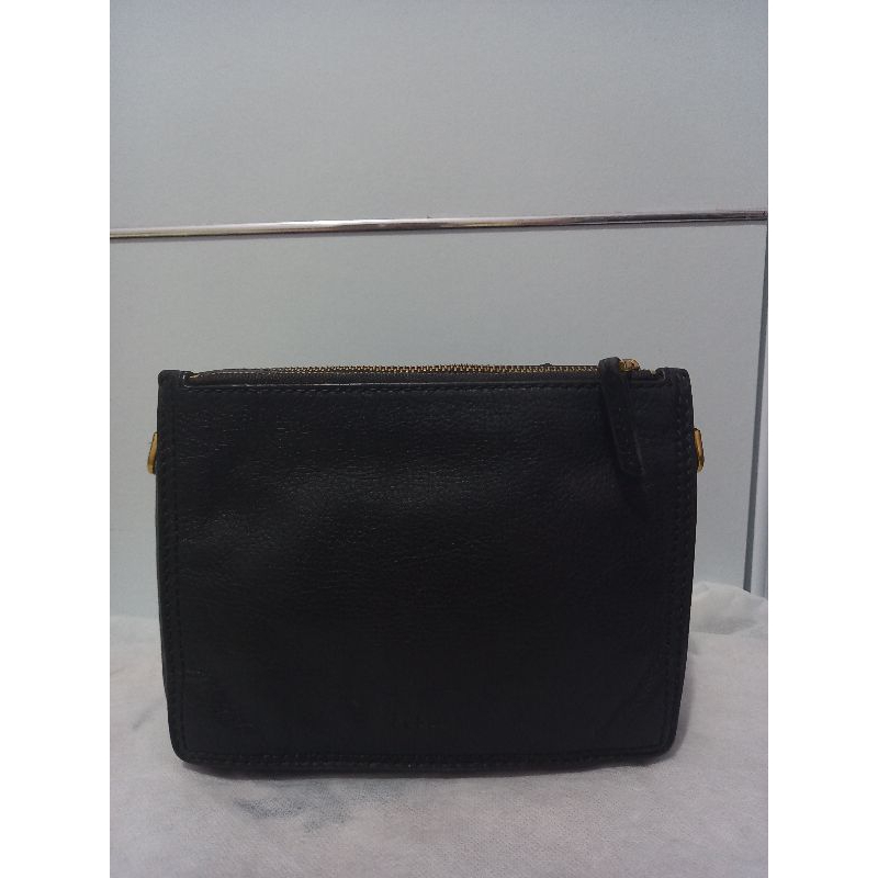 PL FOSSIL CAMPBELL BLACK CROSSBODY LEATHER BAG