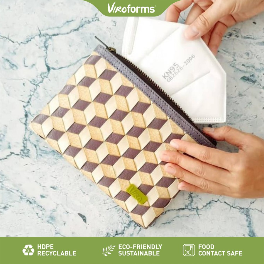 Tas Dompet Wanita | Viro 3D Artisan Pouch | Tas Dompet Anyaman Premium untuk Traveler Tepat Kosmetik