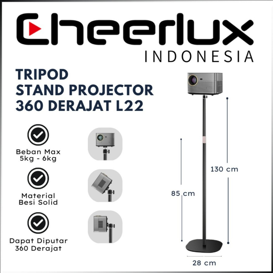 TRIPOD PROYEKTOR | STANDING TRIPOD PROYEKTOR | TIANG BRACKET PROYEKTOR 360 DERAJAT MAX TINGGI 130cm L26 dan L22