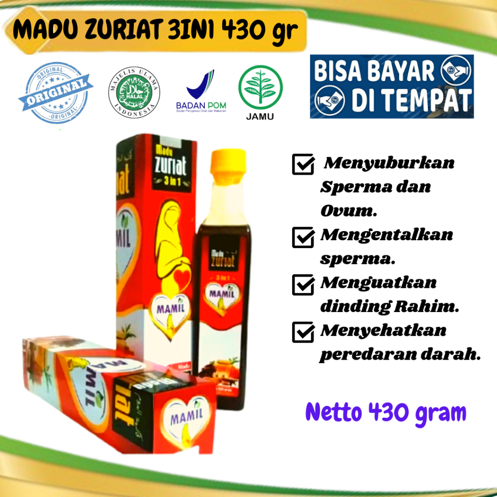 Madu zuriat mamil 3 in 1 / Madu buah zuriat / promil / program hamil plus sari kurma plus madu KEMAS