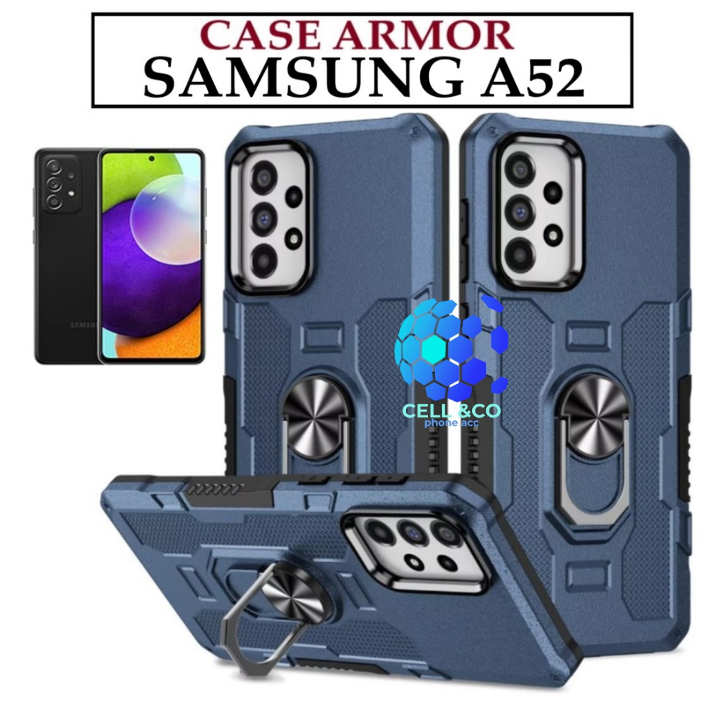 Case Armor SAMSUNG A52 Iring Cincin Magnetic Kesing Hp Protect kamera Premium Hard Case Standing Robot Pelindung Kamera