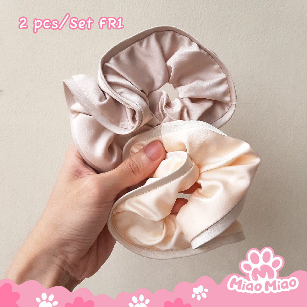 French Scrunchies Set 2pcs ukuran JUMBO - Kunciran ikat rambut premium