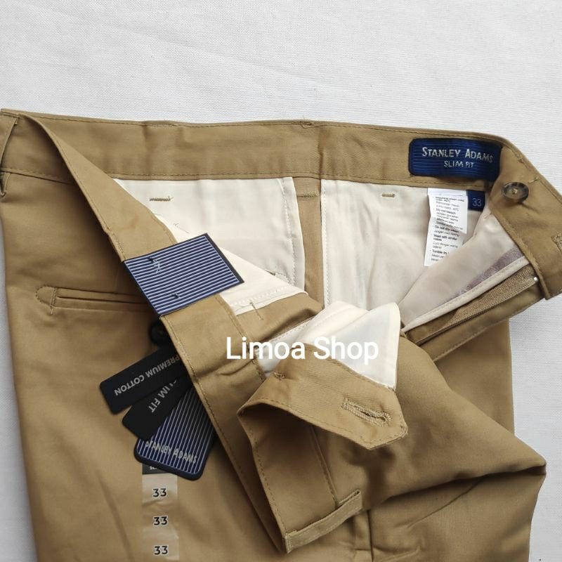 Celana Chino STANLEY ADAMS Slimfit Warna Khaki Bahan Stretch / Melar SA 25