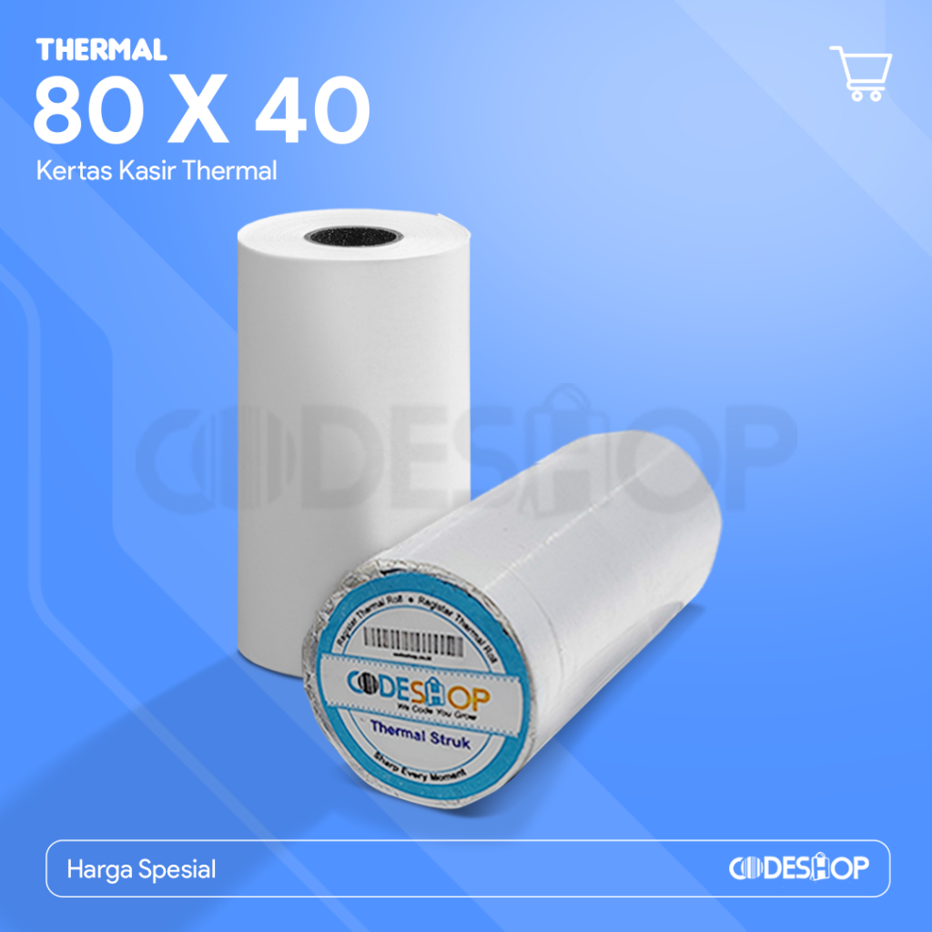 

Codeshop Kertas Kasir 80x40mm Thermal Struk Printer 80mm