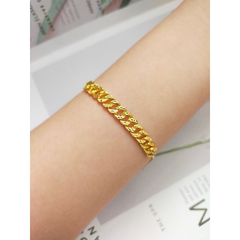 Gelang Rantai malaysia sisik naga serut ringan emas asli rantai italy 375 8K ubs cap toko emas kadar
