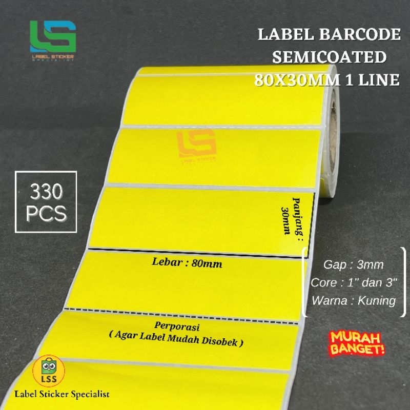 

Label Sticker Semicoated 80X30 MM Isi 330 PCS