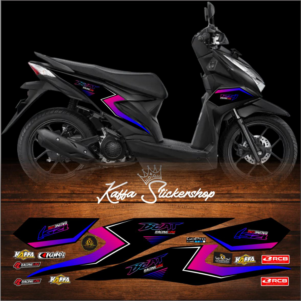 Stiker Striping Beat Deluxe / Beat Street / Variasi List Skotlet Beat Deluxe hitan rainbow