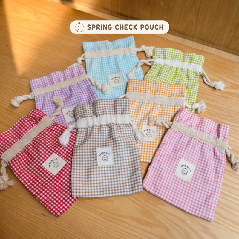 Toteally Spring Check String Pouch | Bag Organizer, Drawstring Pouch, Pouch Serut