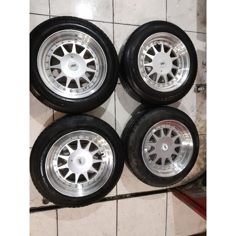 velg hartge ring 15 lebar 7,5/8,5 pcd 4x100/4x114,3 et.25/30 + ban 195 60 bisa buat mobil agya,calya