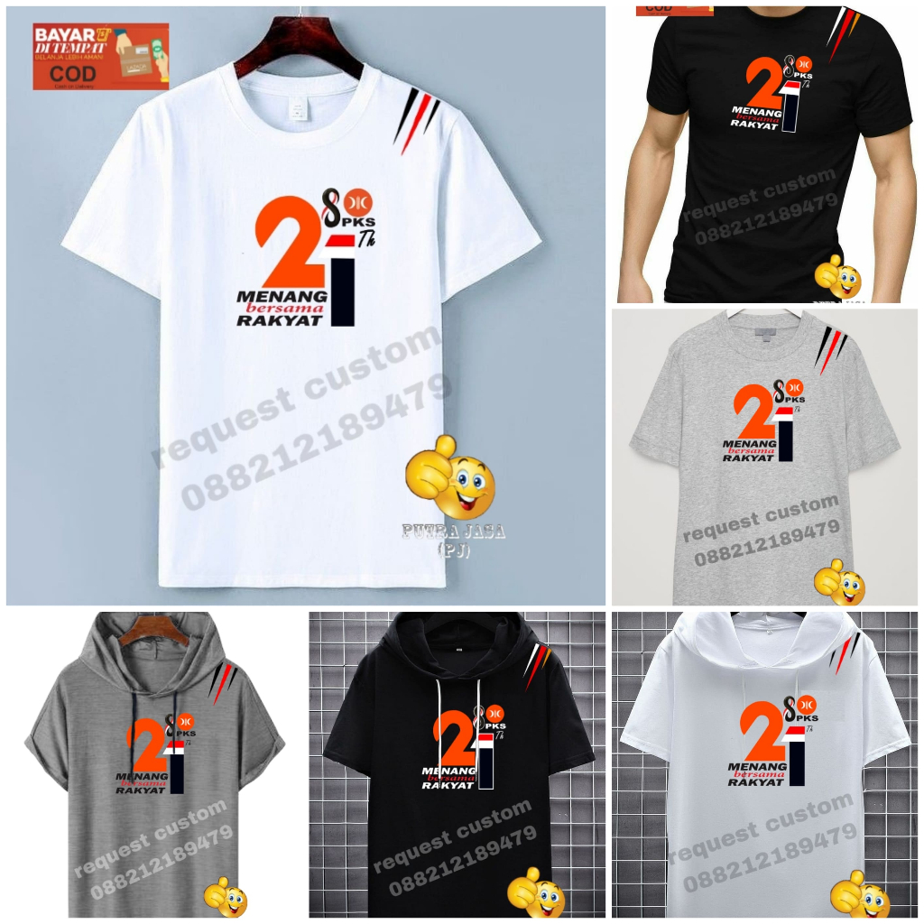 Kaos Milad PKS 21th/Kaos PKS Model Kekinian/Kaos Partai Model terbaru