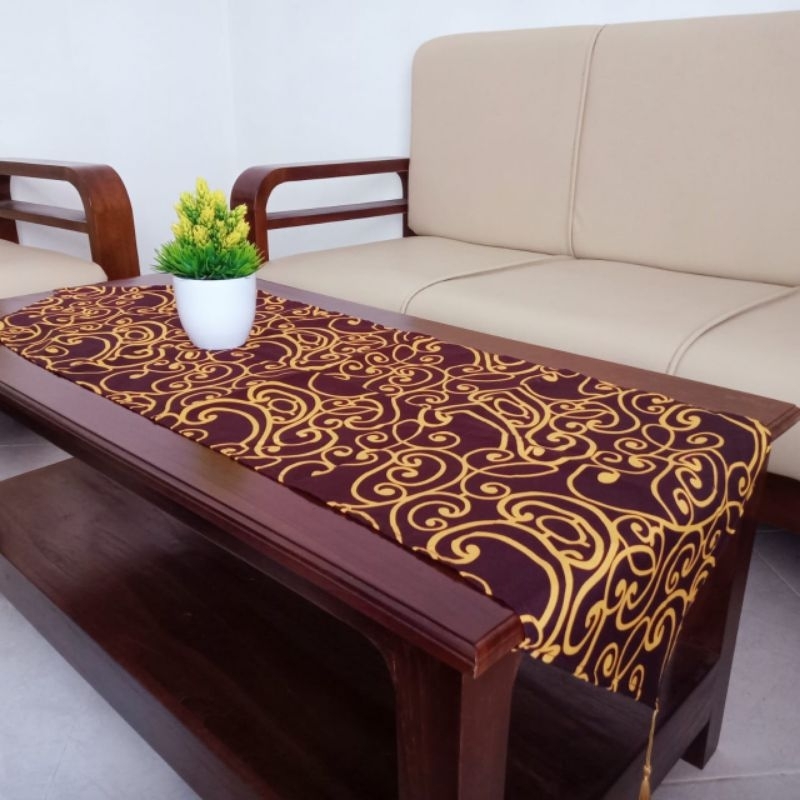 TAPLAK MEJA TAMU MINIMALIS TABLE RUNNER PANJANG LANCIP ANEKA MOTIF