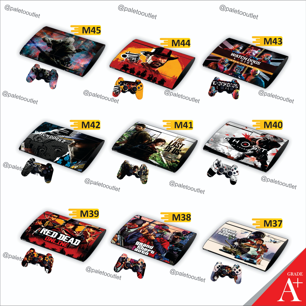 stiker garskin ps3 super slim motif RDR motif GTA 5 motif WATCH DOG