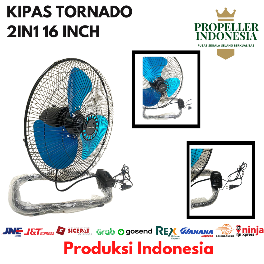 Kipas Angin Tornado Besi 2in1 16Inch dan 17Inch Desk Fan Wall Fan Kipas Dinding