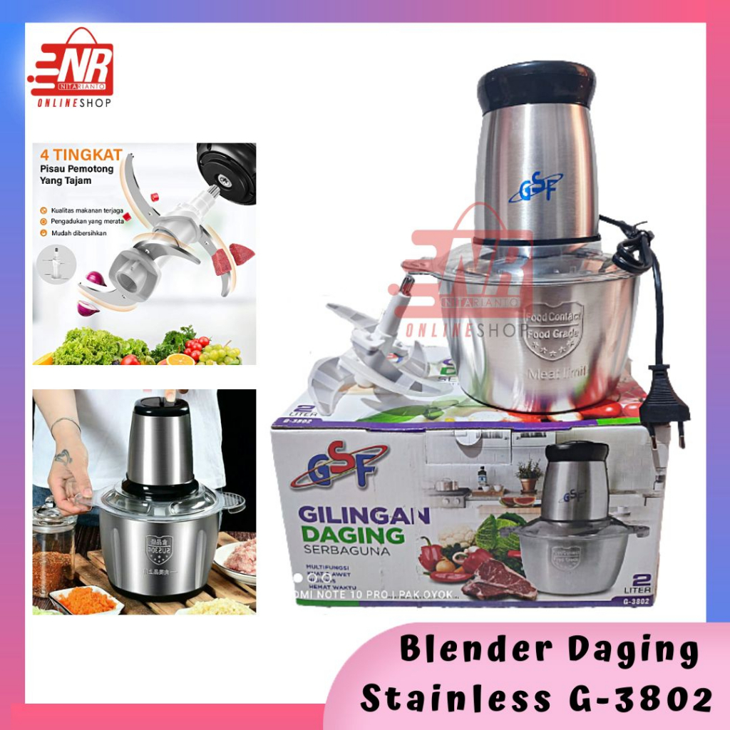 Blender Daging Stainless Steel / Blender Ufo / Chopper 2 liter / Food Processor