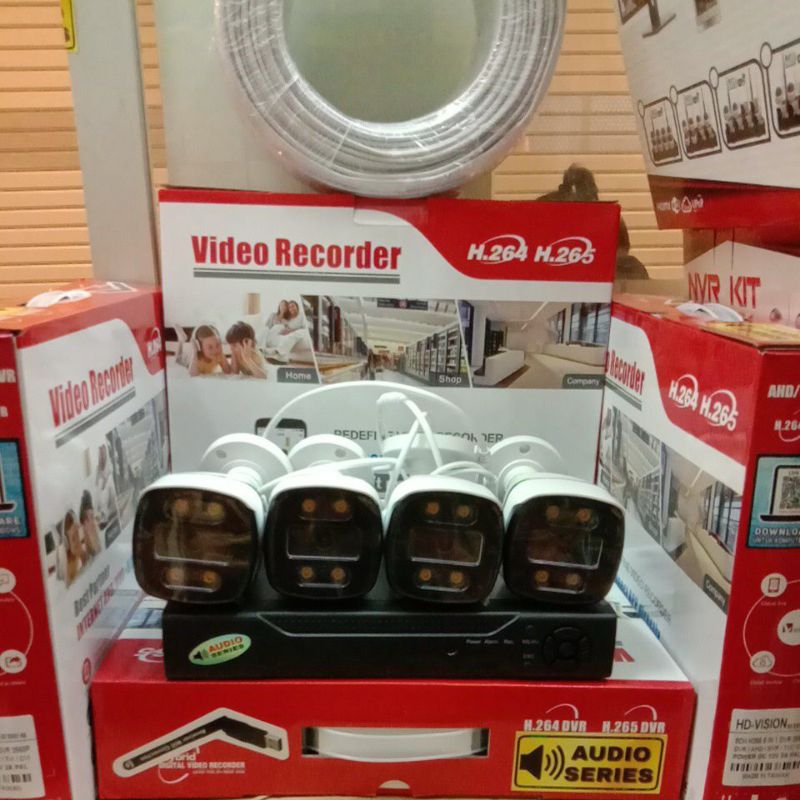 PAKET CCTV AUDIO SERIES 8 CHANNEL 4 KAMERA AUDIO SERIES 5MP 2560P 4K