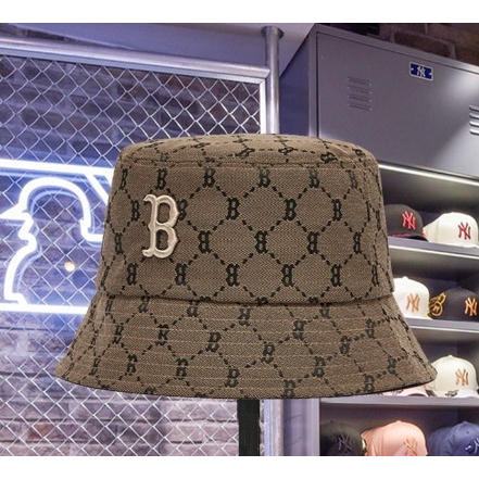 Topi NY Boston MLB Korea Fisherman / Bucket Brown / Coklat Genuine Marchandise Import
