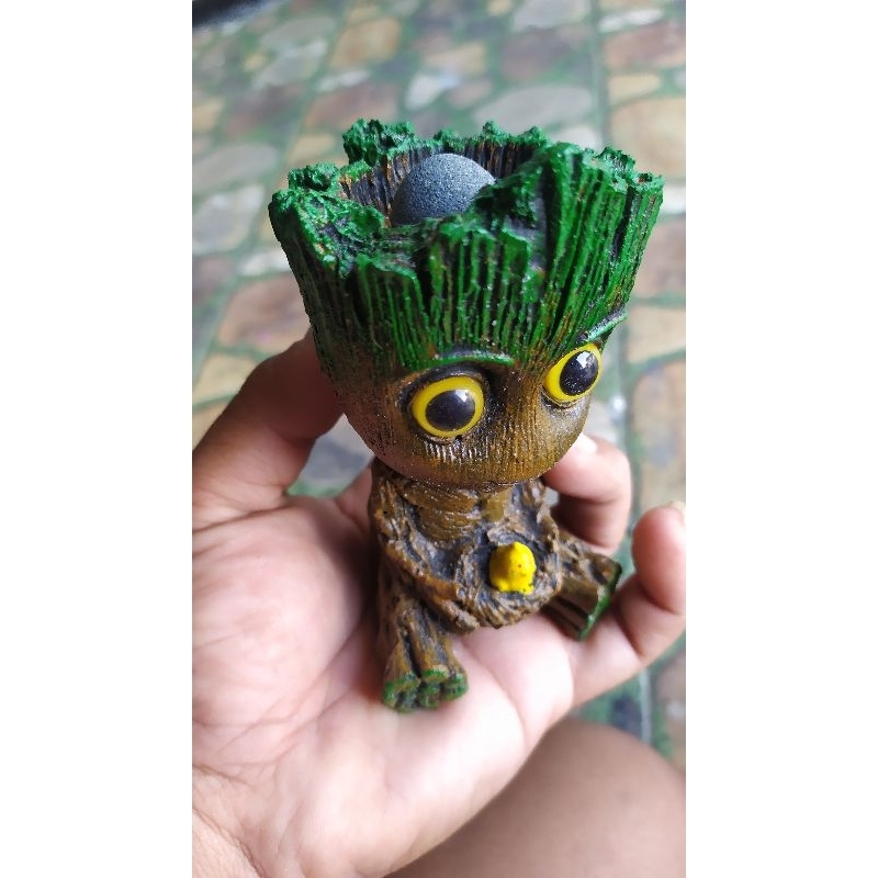 hiasan aquarium Groot + air stone