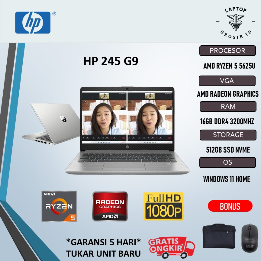 Laptop HP 245 G9 Ryzen 5 5625 16GB 512SSD VEGA7 W11 14.0 SLIM BEZEL