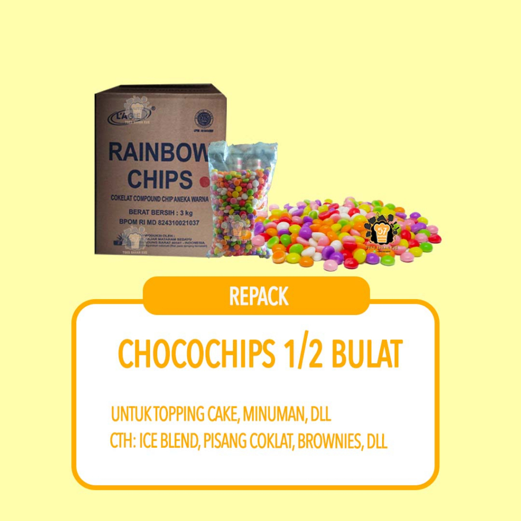 

LAGIE CHOCOCHIP COKLAT CHIP WARNA SETENGAH BULAT REPACK