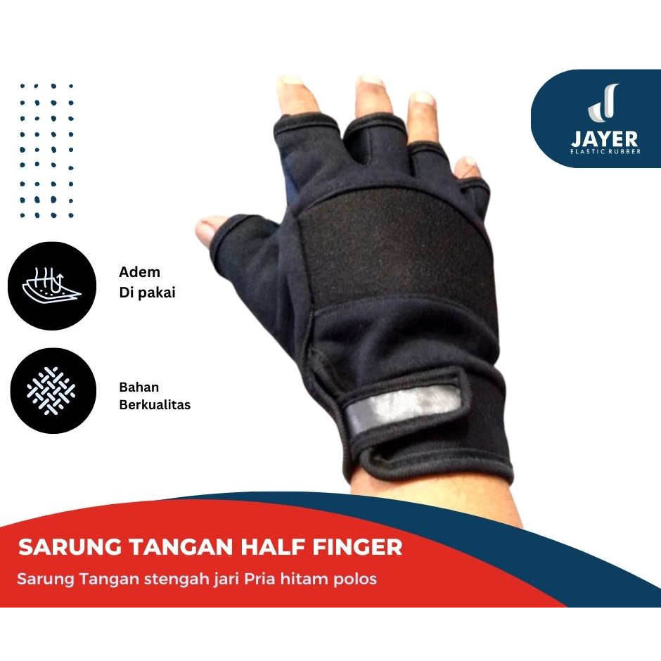 Sarung Tangan  Pria / sarung tangan Motor Hitam Polos Half finger all Size