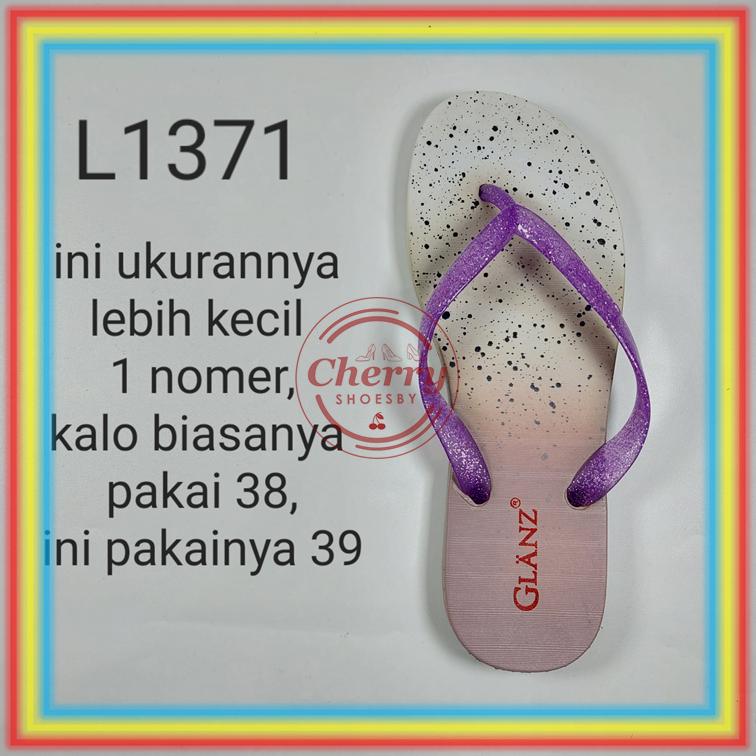 L1371 Sandal Jepit Karet 2 Warna Wanita Glanzton Sendal Jepit Transparan Cewek Warna Sembur Glanzton