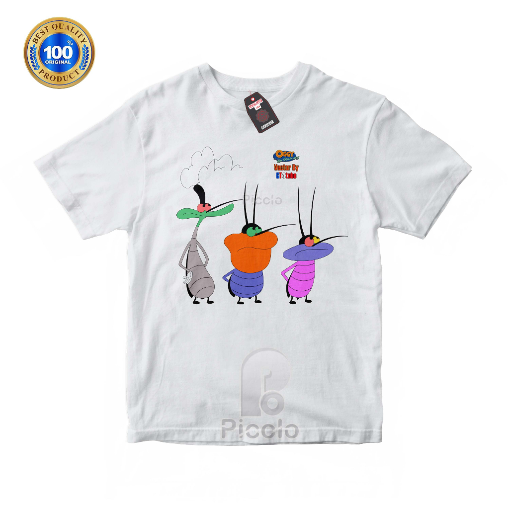 (FREE NAMA) BAJU KAOS ATASAN ANAK MOTIF KARTUN ANIMASI OGGY AND THE COCKROACHES UNISEX Bahan COTTUN