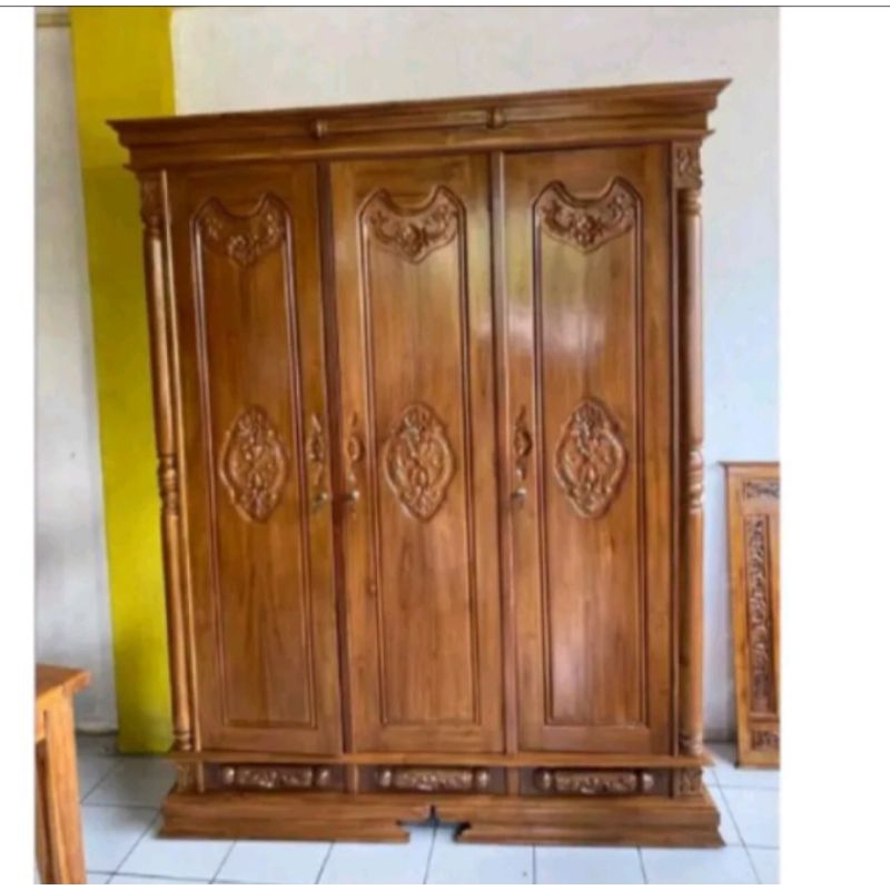 PROMO.. Lemari Peluru 3 Pintu Kayu Jati