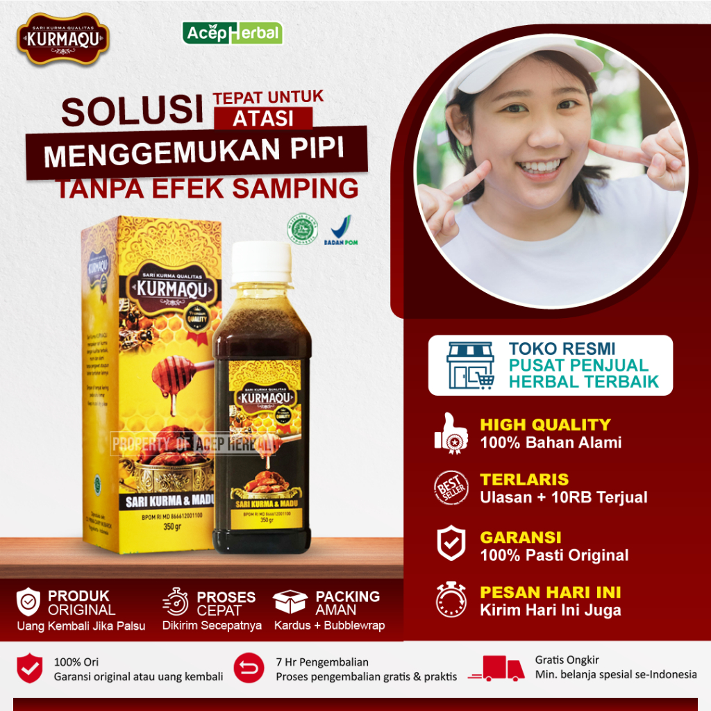 Kurmaqu - Obat Penggemuk Pipi Tembem Cuby Menambah Nafsu Makan Alami Menggemukan Badan Untuk Pria dan Wanita Kurmaqu Sari Kurma dan Madu Asli Rasa Enak Tidak Bau Angus
