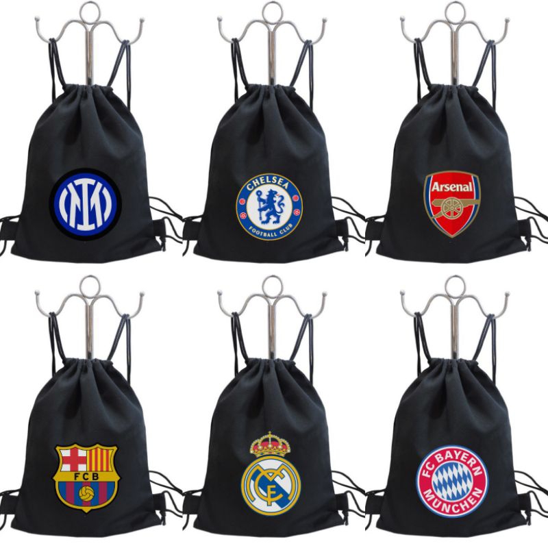 new string bag tas ransel serut FULL COLOR (DTF) sablon KLUB BOLA | bahan drill halus drawstring stringbag bag gymsack futsal olahraga kuliah kampus