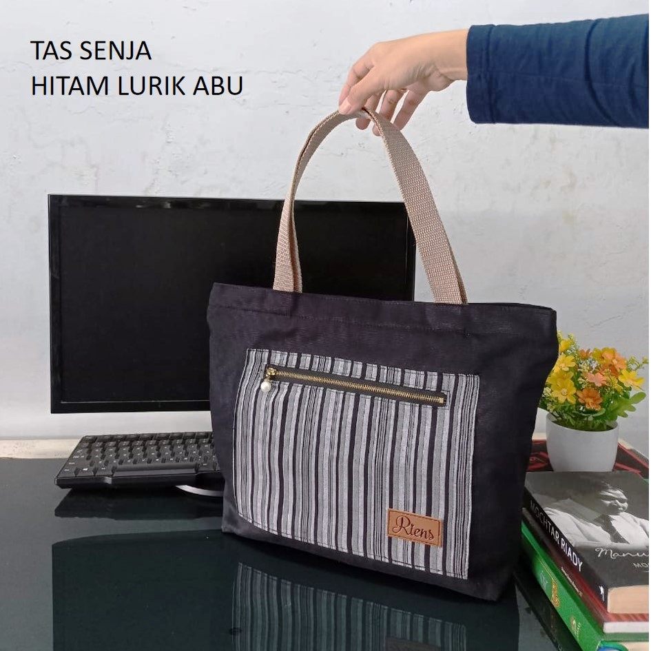 TAS KANVAS SENJA. TAS KANVAS EKSKLUSIF. TAS KANVAS PREMIUM KOMBINASI LURIK BY RIENS COLLECTIONS