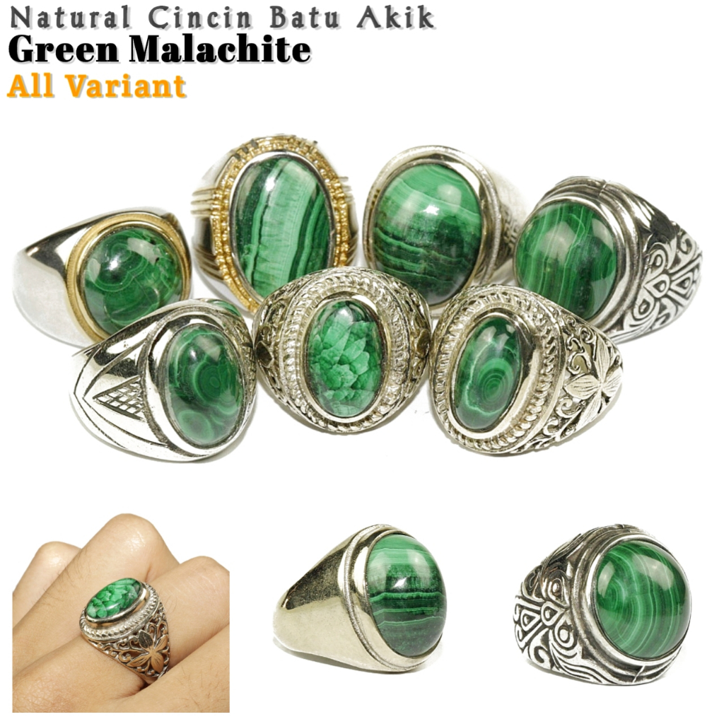 Natural Cincin Batu Akik Green Malachite Pilihan
