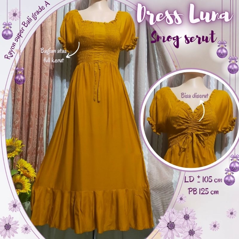 Dress Luna //Dress kerut Luna panjang //Dress Smog Luna //Kerut Luna Panjang //Dress Luna Kerut