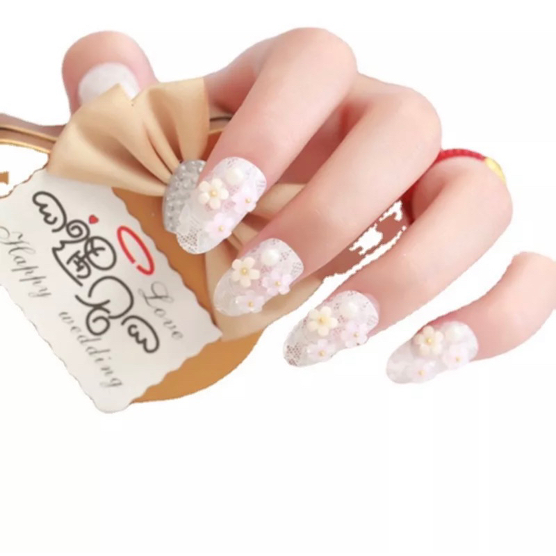 Kuku Palsu 【A45，lem sticker】Nikah kuku Wedding False Nailart Pengantin Tangan