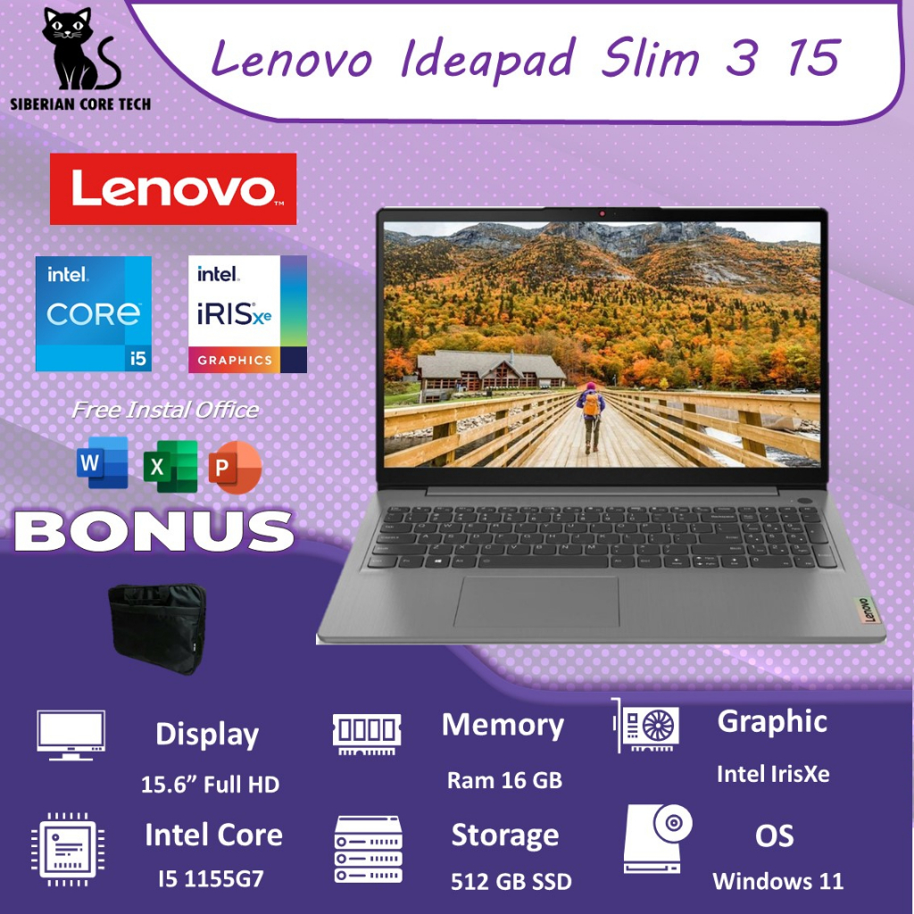 LENOVO IDEAPAD SLIM 3 15 I5 1155G7 16GB 512SSD W11PRE 15.6FHD GRY