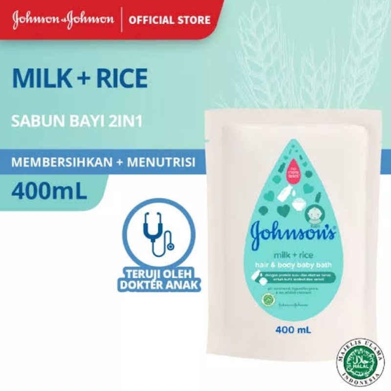 Johnson's baby 2in1 hair &amp; body wash milk rice sabun cair 400ml johnson