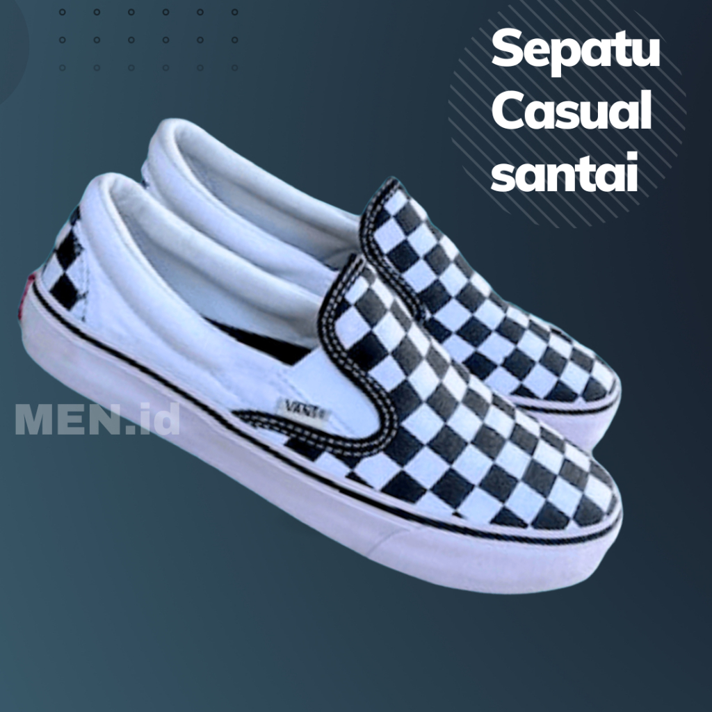 Sepatu vans pria slip on putih catur slip on pria polos slop motif