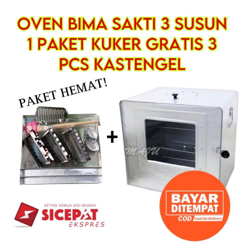 Oven Bima Sakti Tangkring Kompor Open Kue 3 Susun Rak Anti Karat Bima Hock Jumbo Gratis Loyang Kuker