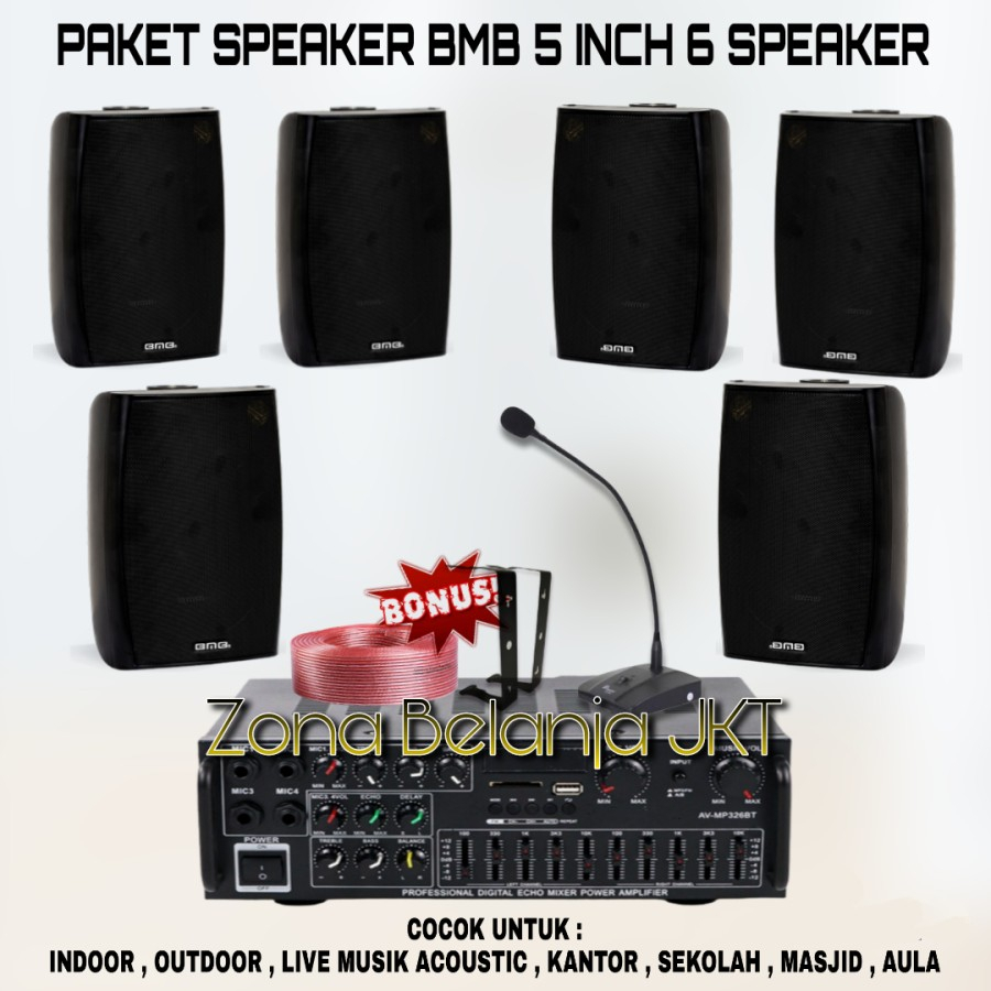 PAKET SOUND CAFE AULA KANTORAN SPEAKER BMB 5 INCH 6 TITIK ( SET 2 )