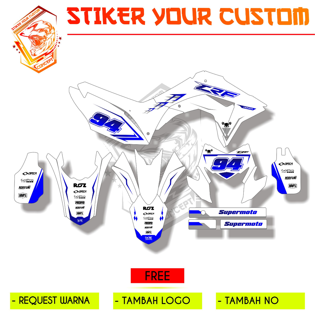 Decal Crf 150L Biru Putih Full Body biru Chrome