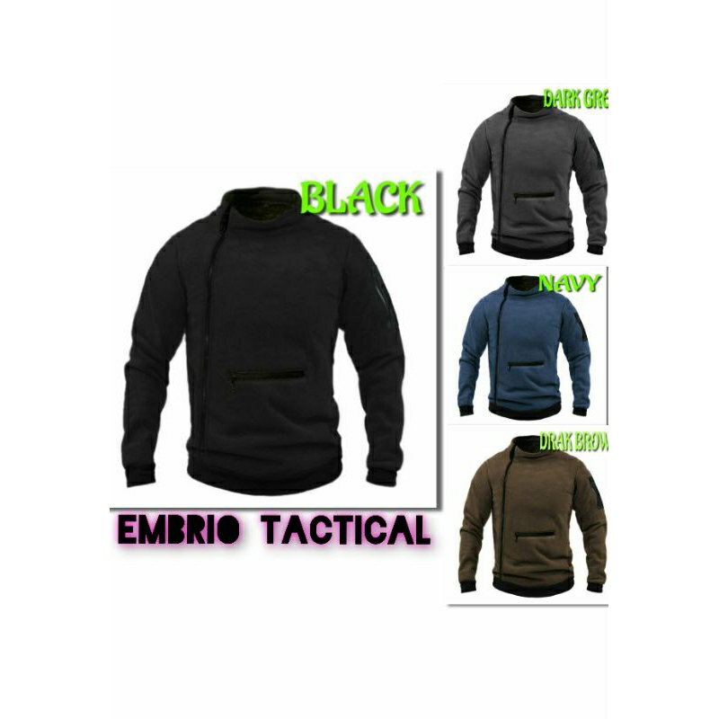 Swater Army / sweater tactical / sweater haiking new Desain saku kangguru plus emblem patch rubber