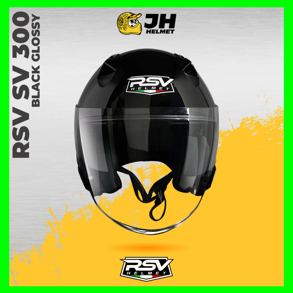 Helm RSV SV 300 Solid Black Glossy | Helm Half Face | Double Visor | JUAL HELM