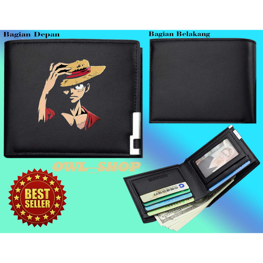 Dompet Pria Lipat ONE PIECE Dompet Kulit Men Fashion Letter Wallet ONE PIECE KEREN
