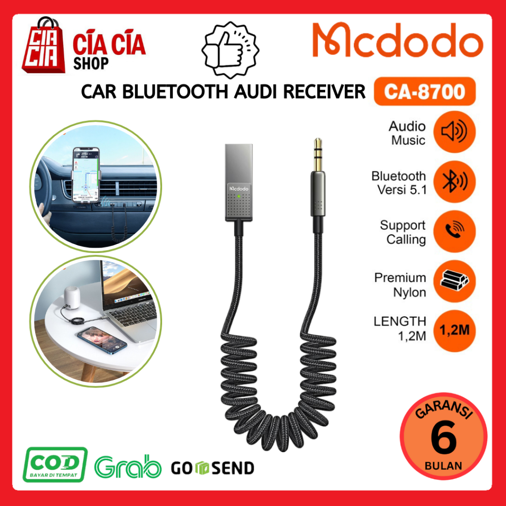 MCDODO CA-8700 Car Wireless Audio Receiver Bluetooth 5.1 Car Bluetooth Receiver Car Wireless Bluetooth Audio
