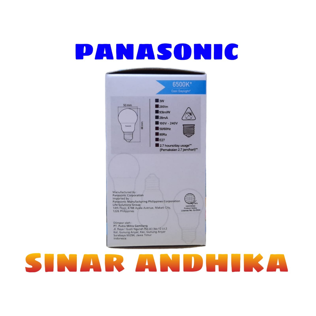 LAMPU LED BULB PANASONIC 3 WATT