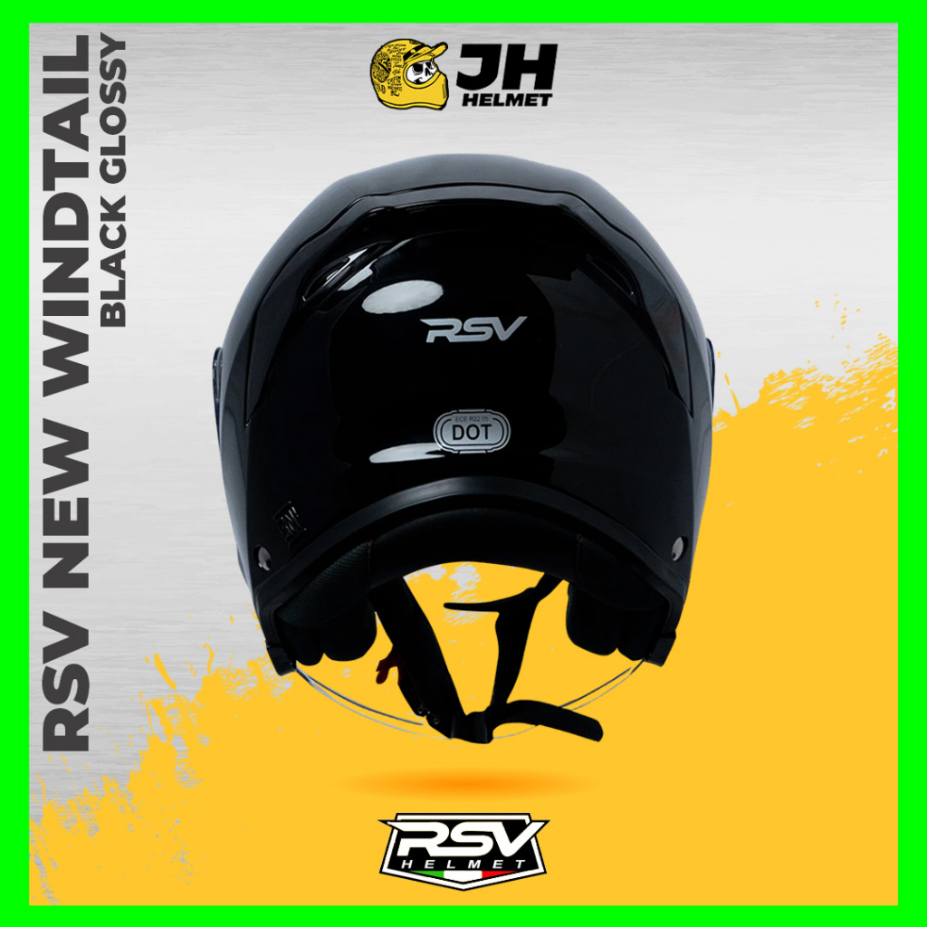 Helm RSV Windtail Solid Black Glossy | Helm Half Face | JUAL HELM