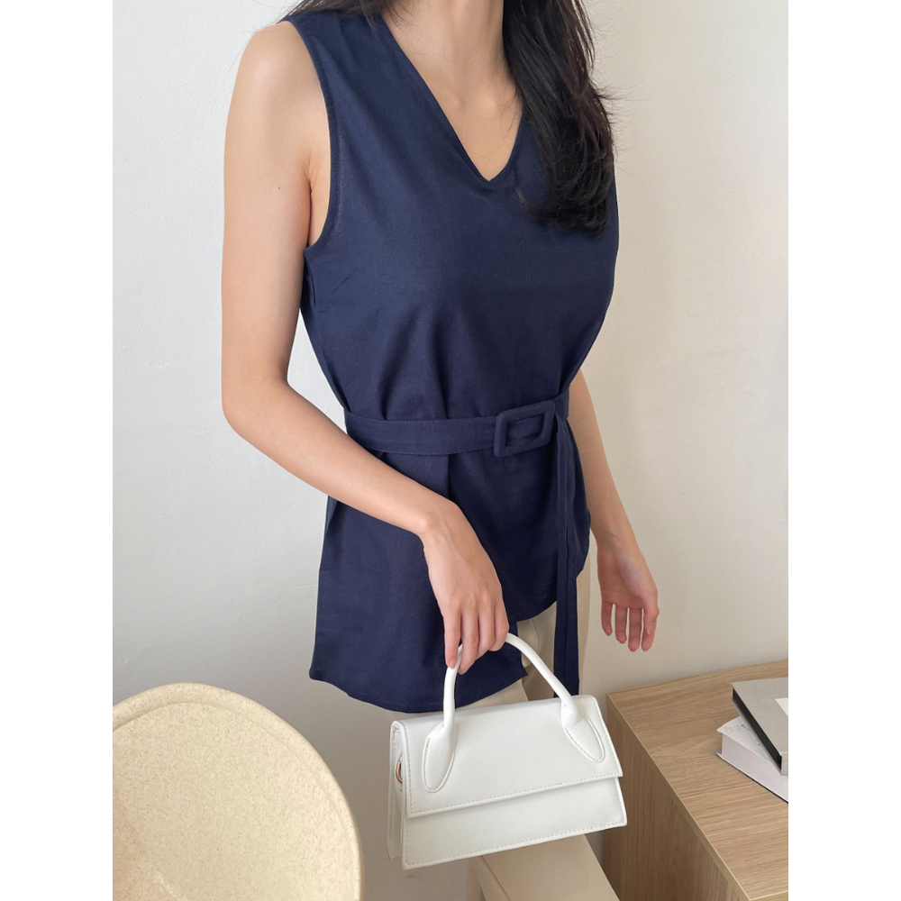 Kadaka T-0191 Top Linen Korea With Belt