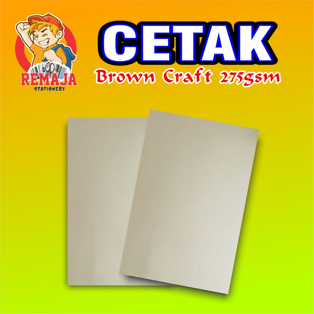 

Cetak / Print Kertas BROWNCRAFT / BROWN KRAFT Ukuran A3+ 275gsm
