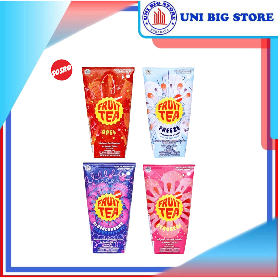 

Sosro Fruit Tea Apple Blackcurrant Stroberi Freeze Pouch GENGGAM 200 ml
